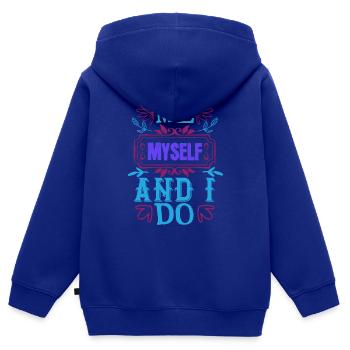 Moi, moi-même et moi le faisons - Sweat Premium à capuche zippé enfant bio - bleu roi - Dos - AI Model Kid Male (0cm)