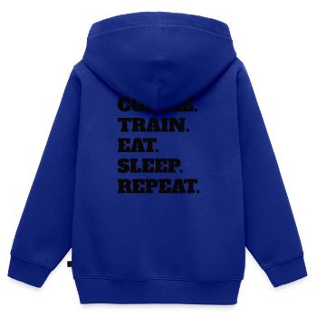 Fitness Strength Training Musculier Sports Muscle - Sweat Premium à capuche zippé enfant bio - bleu roi - Dos - AI Model Kid Male (0cm)