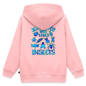 Juste un garçon qui aime les insectes - Sweat Premium à capuche zippé enfant bio - rose - Dos - AI Model Kid Female (0cm)