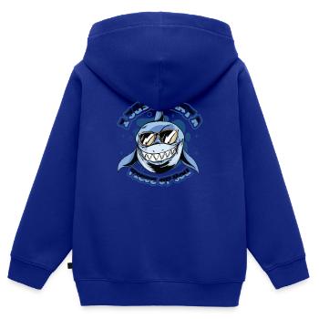 Je veux juste un morceau de toi, requin - Sweat Premium à capuche zippé enfant bio - bleu roi - Dos - AI Model Kid Male (0cm)