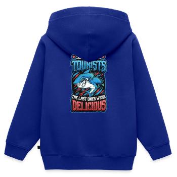 Envoyer plus de touristes - Sweat Premium à capuche zippé enfant bio - bleu roi - Dos - AI Model Kid Male (0cm)
