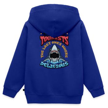 Envoyer plus de touristes - Sweat Premium à capuche zippé enfant bio - bleu roi - Dos - AI Model Kid Male (0cm)