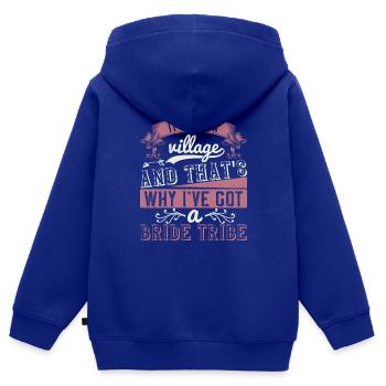 Es braucht ein Dorf, und deshalb habe ich ein - Kinder Premium Organic Zip Hoodie - Royalblau - Hinten - AI Model Kid Male (0cm)