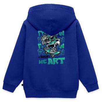 Suivez Yout Heart Ghetto Graffiti Sprayer - Sweat Premium à capuche zippé enfant bio - bleu roi - Dos - AI Model Kid Male (0cm)
