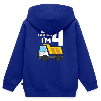 Dump Truck 4th Birthday Dump Everything I'm 4 - Kinder Premium Organic Zip Hoodie - Royalblau - Hinten - AI Model Kid Male (0cm)
