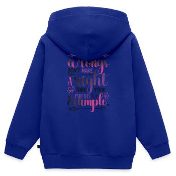 Deux injustices ne font pas un droit. - Sweat Premium à capuche zippé enfant bio - bleu roi - Dos - AI Model Kid Male (0cm)