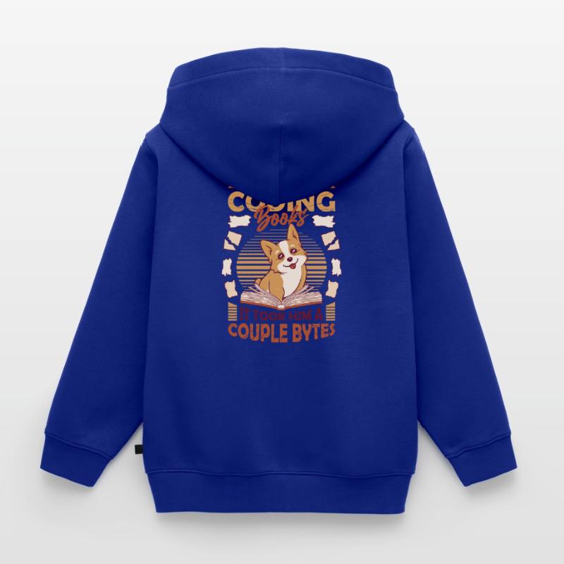 Dog Bytes Code Computer Joke Programming Kids Premium Organic Zip-up Hoodie
