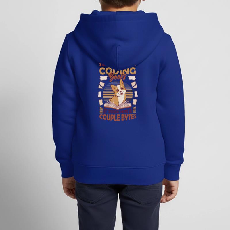 Dog Bytes Code Computer Joke Programming Kids Premium Organic Zip-up Hoodie