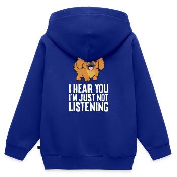 Pekinese Hund Ich höre dich, ich höre nur nicht - Kinder Premium Organic Zip Hoodie - Royalblau - Hinten - AI Model Kid Male (0cm)