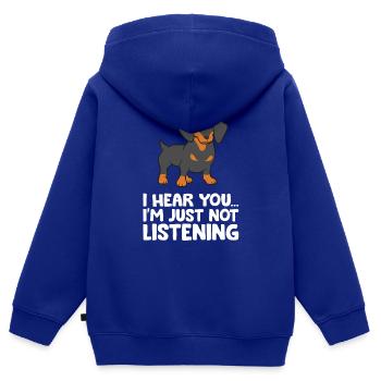 Dackel Hund Ich höre dich, ich höre nur nicht zu - Kinder Premium Organic Zip Hoodie - Royalblau - Hinten - AI Model Kid Male (0cm)