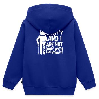Bonne récupération Bras cassé Os cassé - Sweat Premium à capuche zippé enfant bio - bleu roi - Dos - AI Model Kid Male (0cm)