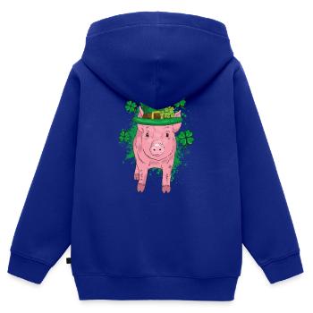 Clover Lucky Pig - Kids Premium Organic Zip-up Hoodie - royal blue - Back - AI Model Kid Male (0cm)