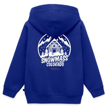 Snowmass Colorado Skigebiet - Kinder Premium Organic Zip Hoodie - Royalblau - Hinten - AI Model Kid Male (0cm)