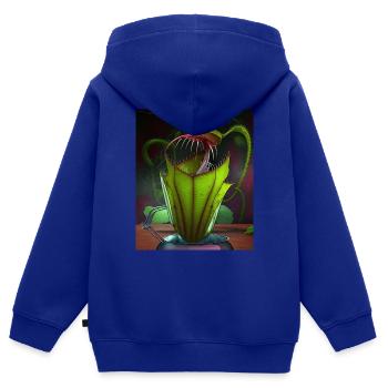 Drôle de pichet graphique Plant Art Cool Nepenthes - Sweat Premium à capuche zippé enfant bio - bleu roi - Dos - AI Model Kid Male (0cm)