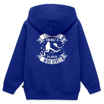 Je ne plonge pas. Je ne suis pas un joueur qui plonge - Sweat Premium à capuche zippé enfant bio - bleu roi - Dos - AI Model Kid Male (0cm)
