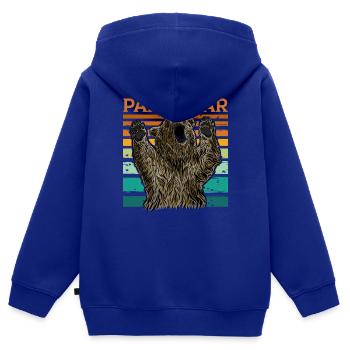 Papa Bear - Kinder Premium Organic Zip Hoodie - Royalblau - Hinten - AI Model Kid Male (0cm)