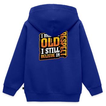 Ich Muss Alt Sein, Ich habe Immer Noch Respekt - Kinder Premium Organic Zip Hoodie - Royalblau - Hinten - AI Model Kid Male (0cm)
