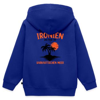 Ich Komme Aus Ironien - Kinder Premium Organic Zip Hoodie - Royalblau - Hinten - AI Model Kid Male (0cm)