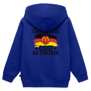 Trotz Mauerfall Und Wende Ossi Bis Zum Ende - Kinder Premium Organic Zip Hoodie - Royalblau - Hinten - AI Model Kid Male (0cm)