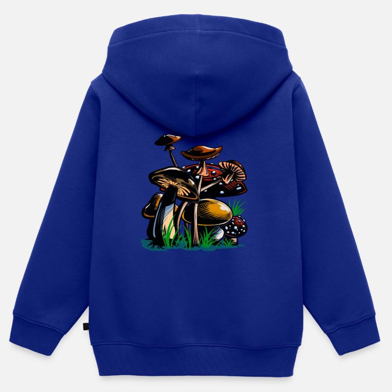 Champignons - Sweat Premium à capuche zippé enfant bio - bleu roi