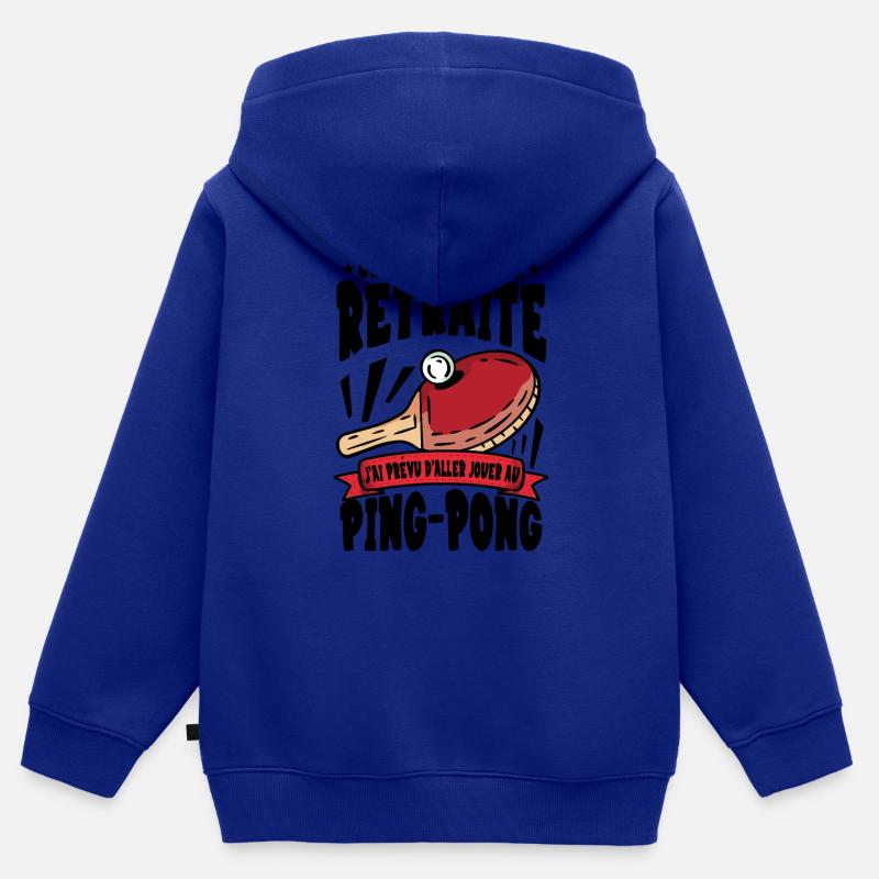 Retraite Ping Pong - Sweat Premium à capuche zippé enfant bio - bleu roi