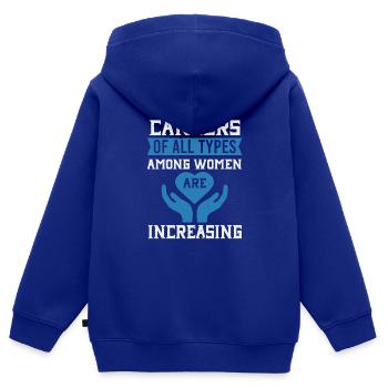 KREBSERKRANKUNGEN ALLER ART BEI FRAUEN NEHMEN ZU - Kinder Premium Organic Zip Hoodie - Royalblau - Hinten - AI Model Kid Male (0cm)
