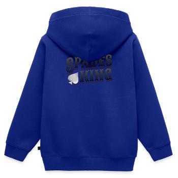 Roi de pique, cartes de pique - Sweat Premium à capuche zippé enfant bio - bleu roi - Dos - AI Model Kid Male (0cm)
