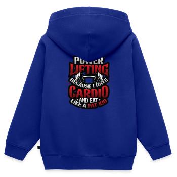 Funny Power Lifting Gewichtheben - Kinder Premium Organic Zip Hoodie - Royalblau - Hinten - AI Model Kid Male (0cm)