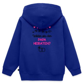 Mama Wollen Wir Den Papa Heiraten Hochzeit Antrag - Kinder Premium Organic Zip Hoodie - Royalblau - Hinten - AI Model Kid Male (0cm)