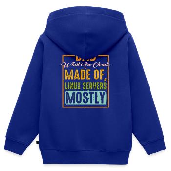 De quoi sont faits les clouds, les serveurs Linux principalement 9 - Sweat Premium à capuche zippé enfant bio - bleu roi - Dos - AI Model Kid Male (0cm)