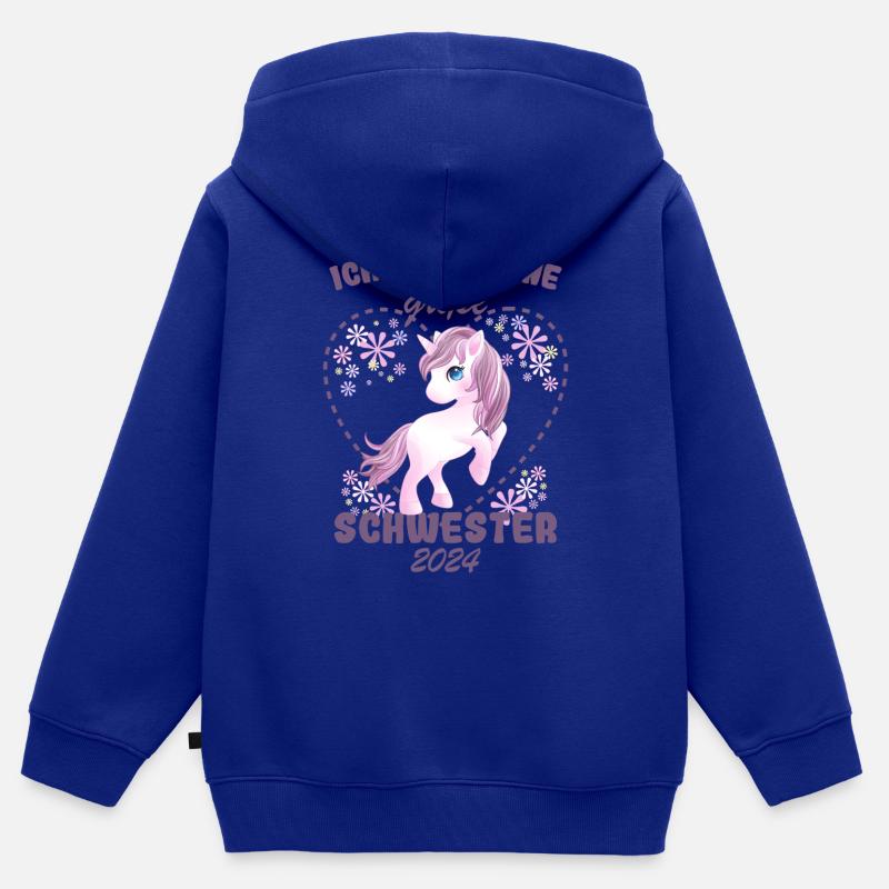 Ich Werde Eine Große Schwester 2024 - Kinder Premium Organic Zip Hoodie - Royalblau