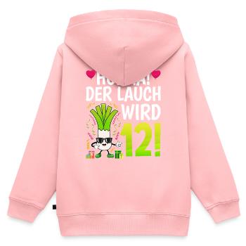 Hurra der Lauch wird 12 - Kinder Premium Organic Zip Hoodie - Rosa - Hinten - AI Model Kid Female (0cm)