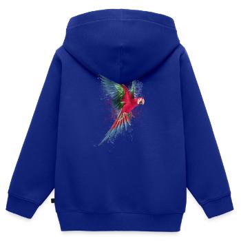 Aquarelle Coloré Écarlate Ara Perroquet Pantanal - Sweat Premium à capuche zippé enfant bio - bleu roi - Dos - AI Model Kid Male (0cm)