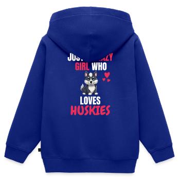 Verrücktes Mädchen Haustier Hunde Geschenk Husky - Kinder Premium Organic Zip Hoodie - Royalblau - Hinten - AI Model Kid Male (0cm)