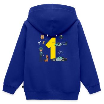 I am 1 - US Police - Kids Premium Organic Zip-up Hoodie - royal blue - Back - AI Model Kid Male (0cm)