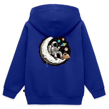 Astronaut trinkt Kaffee auf dem Mond - Kinder Premium Organic Zip Hoodie - Royalblau - Hinten - AI Model Kid Male (0cm)