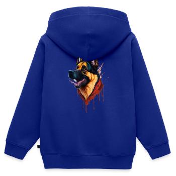 German Shepherd German Shepherd SplashArt - Kids Premium Organic Zip-up Hoodie - royal blue - Back - AI Model Kid Male (0cm)