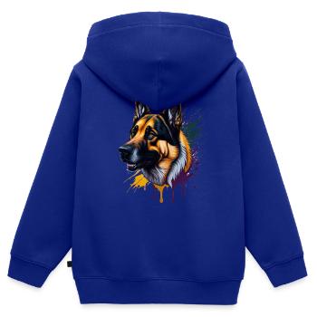 German Shepherd German Shepherd SplashArt - Kids Premium Organic Zip-up Hoodie - royal blue - Back - AI Model Kid Male (0cm)