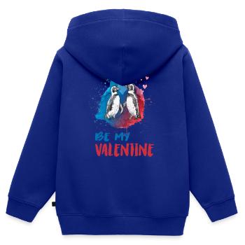 Be my Valentine Pinguine - Kinder Premium Organic Zip Hoodie - Royalblau - Hinten - AI Model Kid Male (0cm)