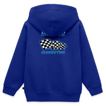 Les freins ne sont qu’une suggestion, Racing Checkered - Sweat Premium à capuche zippé enfant bio - bleu roi - Dos - AI Model Kid Male (0cm)