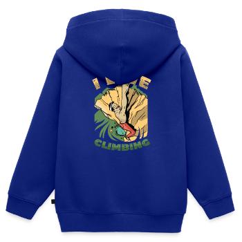 Ich Liebe Klettern, Felsklettern - Kinder Premium Organic Zip Hoodie - Royalblau - Hinten - AI Model Kid Male (0cm)