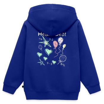Battement de cœur - Style craie - Sweat Premium à capuche zippé enfant bio - bleu roi - Dos - AI Model Kid Male (0cm)