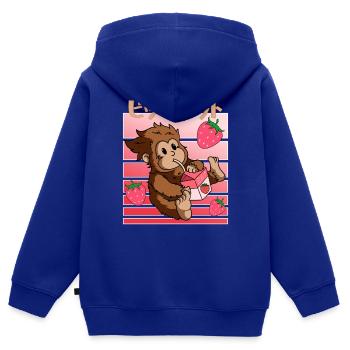 Bigfoot Kawaii Erdbeer-Milchshake - Kinder Premium Organic Zip Hoodie - Royalblau - Hinten - AI Model Kid Male (0cm)