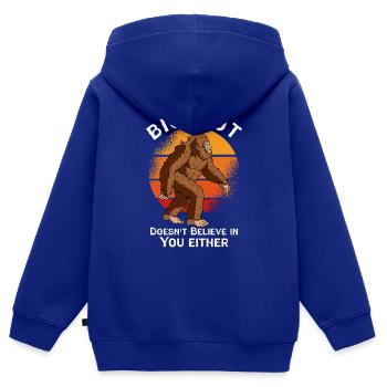 Bigfoot ne croit pas en vous non plus - Sweat Premium à capuche zippé enfant bio - bleu roi - Dos - AI Model Kid Male (0cm)