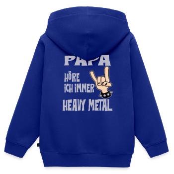 Mit meinem Papa höre ich immer Heavy Metal - Kinder Premium Organic Zip Hoodie - Royalblau - Hinten - AI Model Kid Male (0cm)