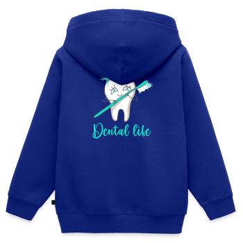 Dental Life - Kinder Premium Organic Zip Hoodie - Royalblau - Hinten - AI Model Kid Male (0cm)