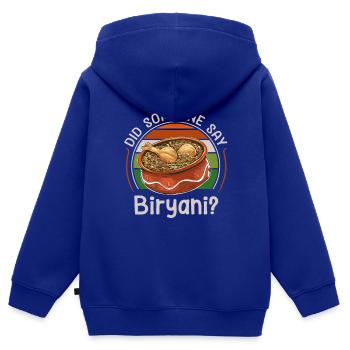 Indisches Essen, Feinschmecker, Biryani-liebhaber, - Kinder Premium Organic Zip Hoodie - Royalblau - Hinten - AI Model Kid Male (0cm)