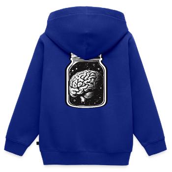 EIN GEHIRN IM GLAS - Kinder Premium Organic Zip Hoodie - Royalblau - Hinten - AI Model Kid Male (0cm)