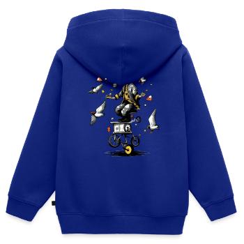 Jacky le jongleur - Sweat Premium à capuche zippé enfant bio - bleu roi - Dos - AI Model Kid Male (0cm)
