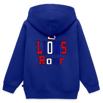 DREI LÖWEN BRÜLLEN - Kinder Premium Organic Zip Hoodie - Royalblau - Hinten - AI Model Kid Male (0cm)